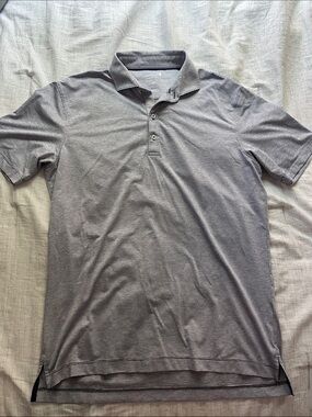 Men's Grey Micro-Striped Polo Shirt